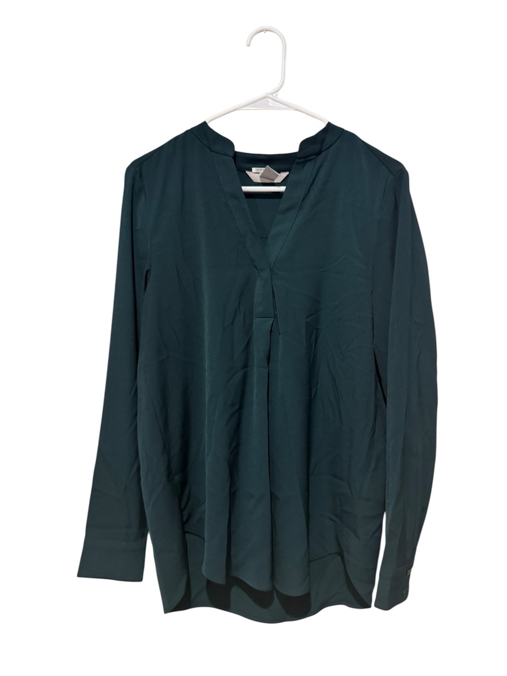 H&M Dark Teal Long Sleeve V-Neck Blouse